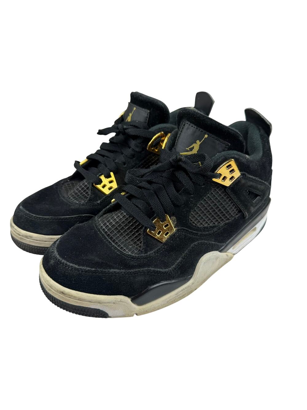Nike Air Jordan 4 Royalty Black Gold Size 7Y Sneakers